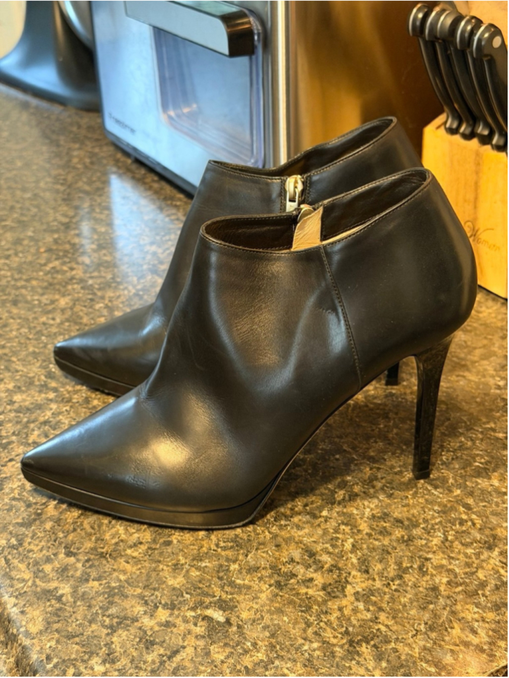 Jimmy Choo Lindsay 100 Black Leather Pointed Toe Ankle Booties Size 10 - Picture 5 of 12